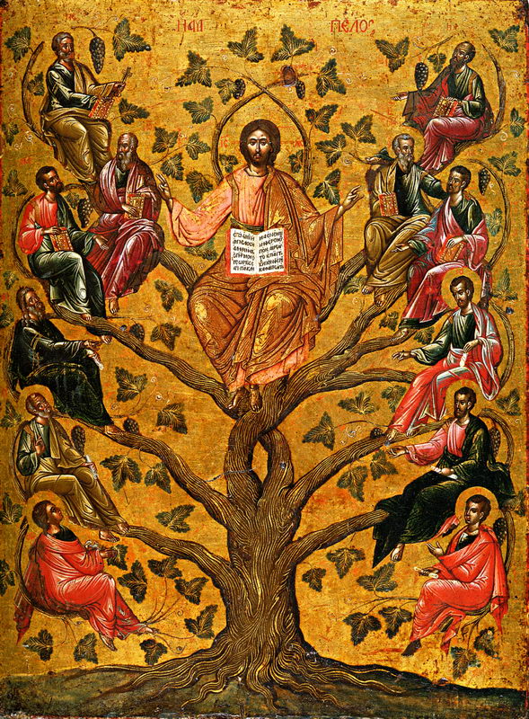 Cristo, la vid verdadera, ícono griego (siglo XVI)