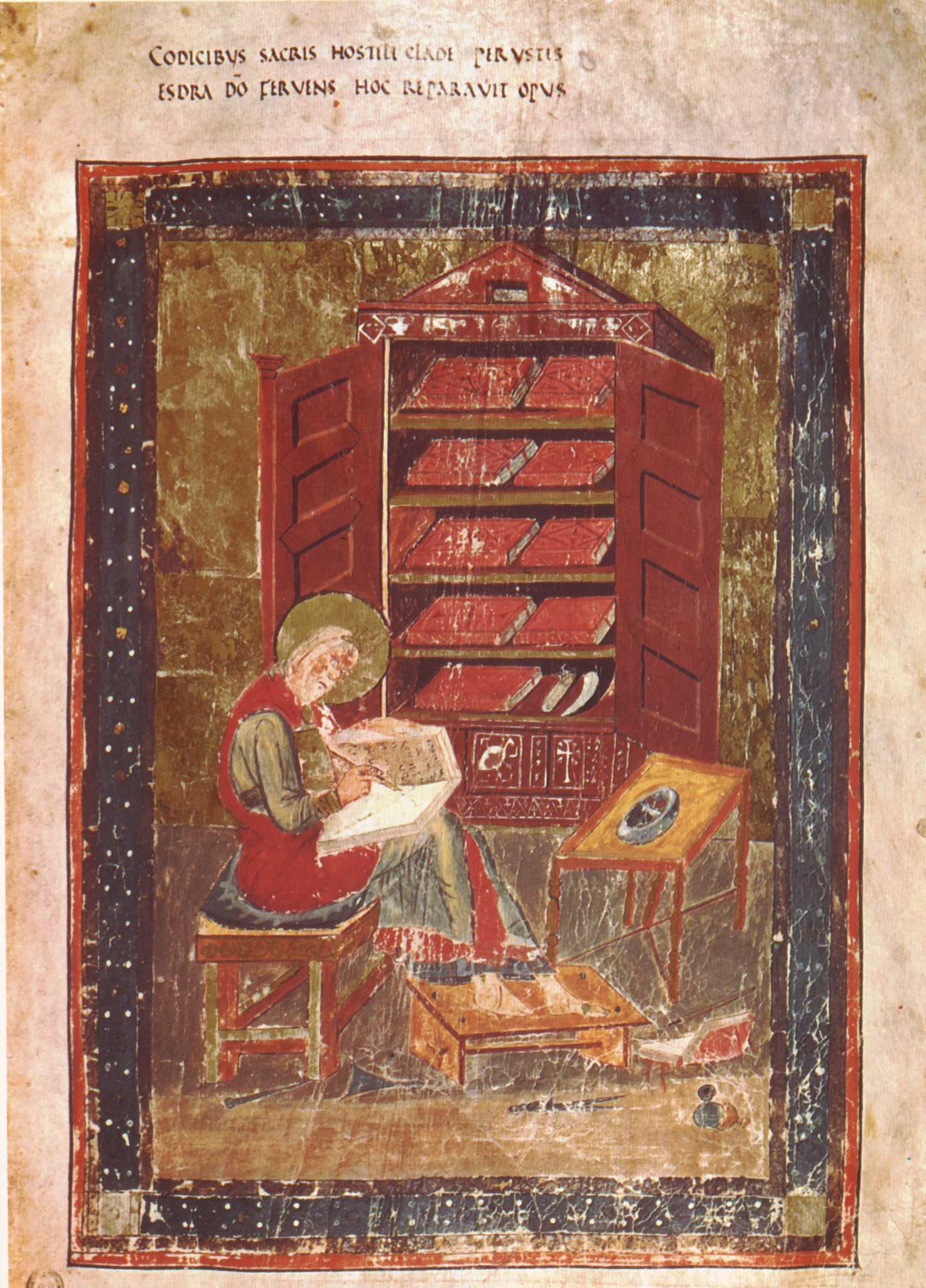 El escriba Esdras, en el Códice Amiatino (c. 700)